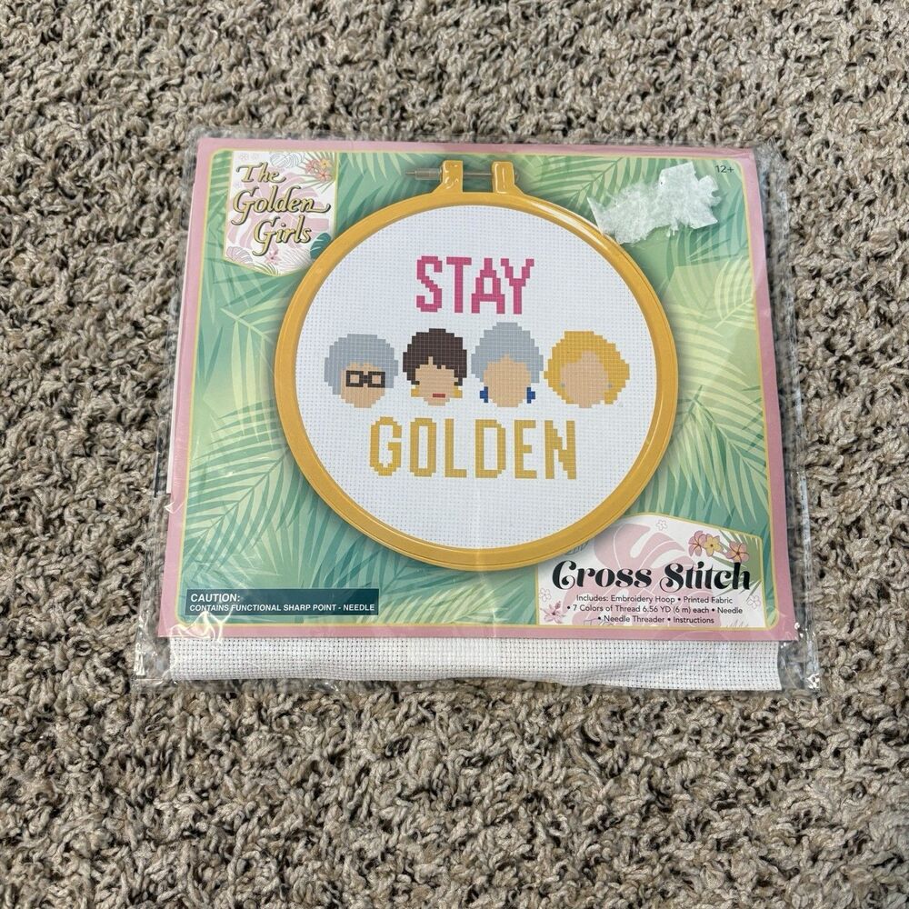 The Golden Girls "Stay Golden" Counted Cross Stitch Embroidery Kit NEW